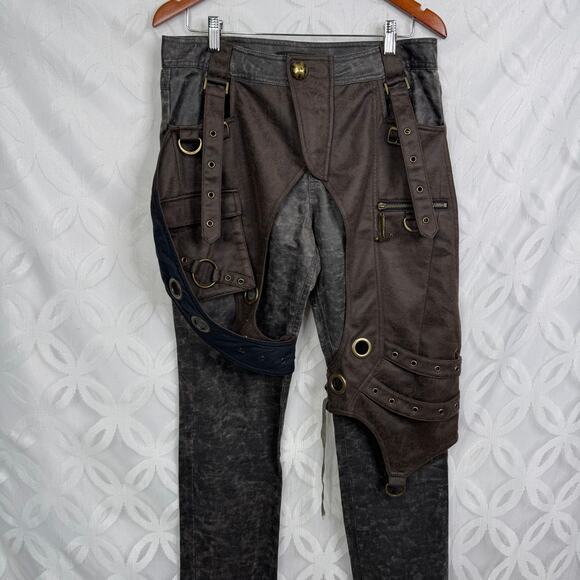 Punk rave Punk Post-Apocalyptic Steampunk Outlaw Mens Pants Size S - Picture 4 of 8
